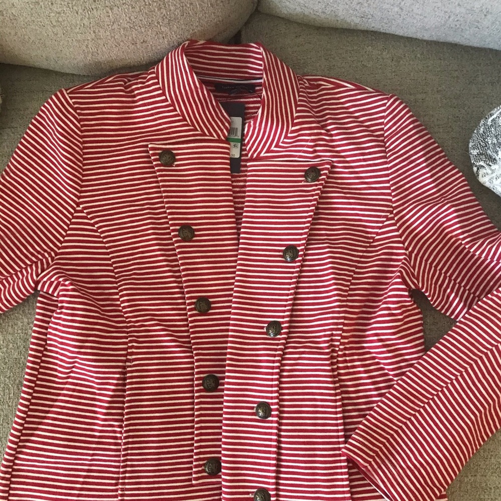 Cute red and white striped dressy jacket